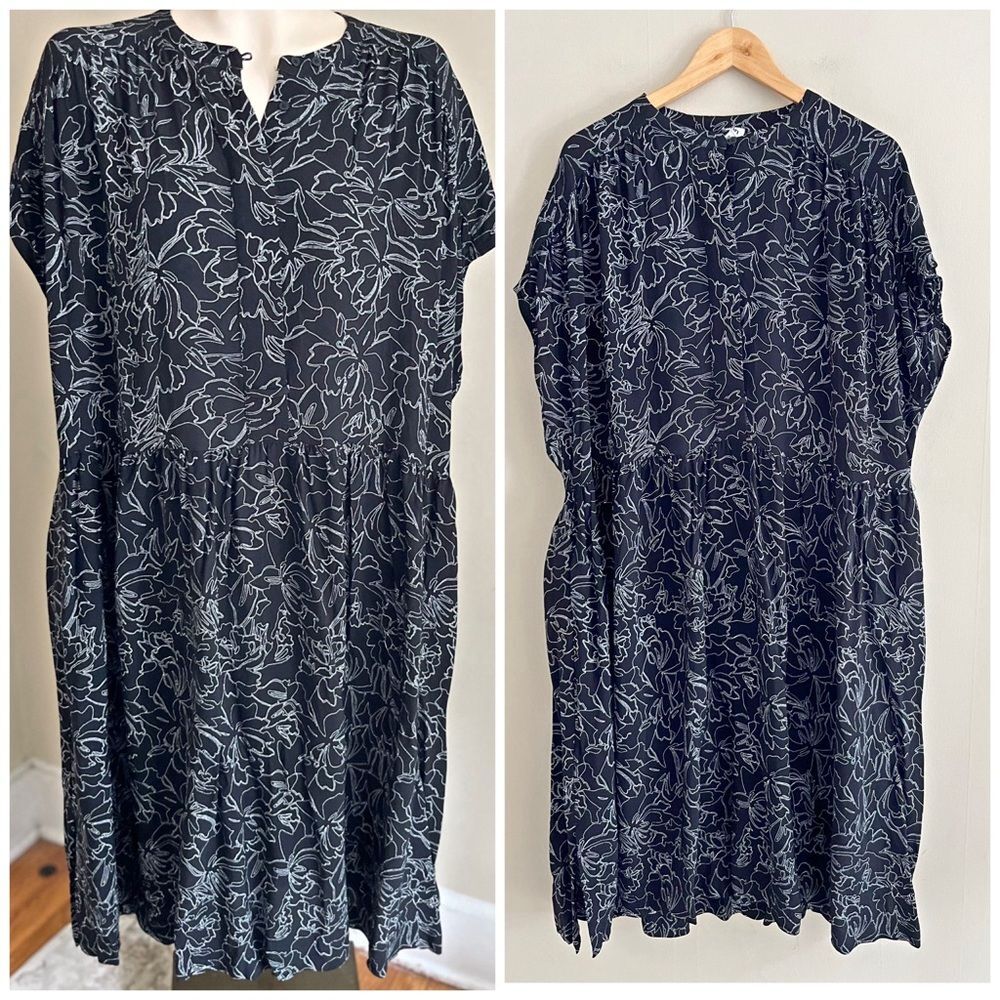 KIN by John Lewis black floral oversized flowy mod abstract sustainable dress